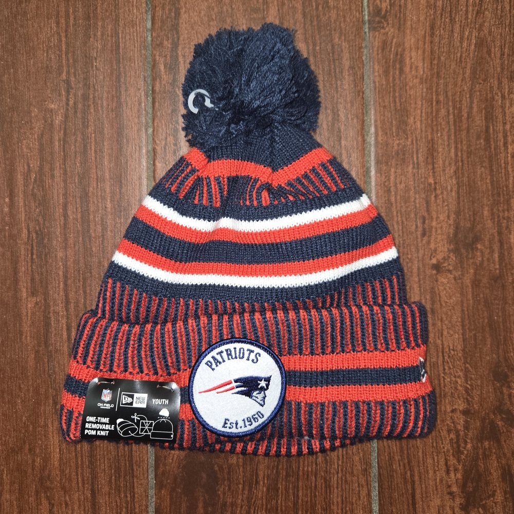 New Era On Field New England Patriots Youth Size Striped Knit  Beanie OSFTA NEW